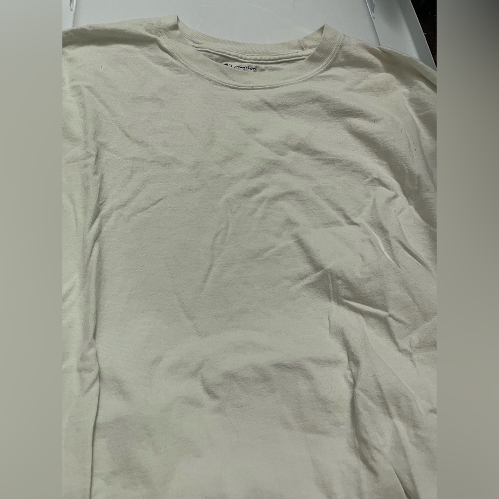 Men’s White Champion along Sleeve